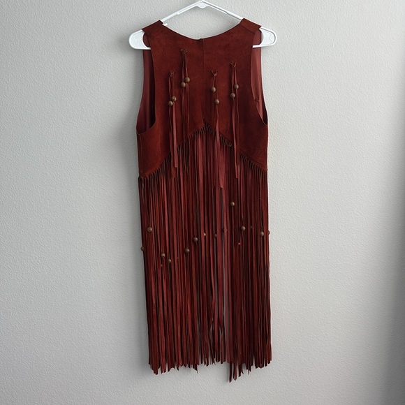 Vintage Duette Suede Leather Beaded Fringe Long Vest - Picture 2 of 3